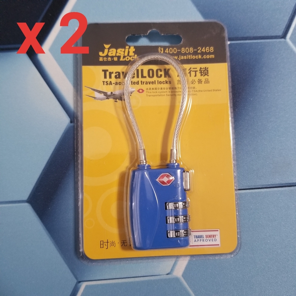 2 x TSA Luggage Lock Suitcase Travel Lock Digit Combination In Blue